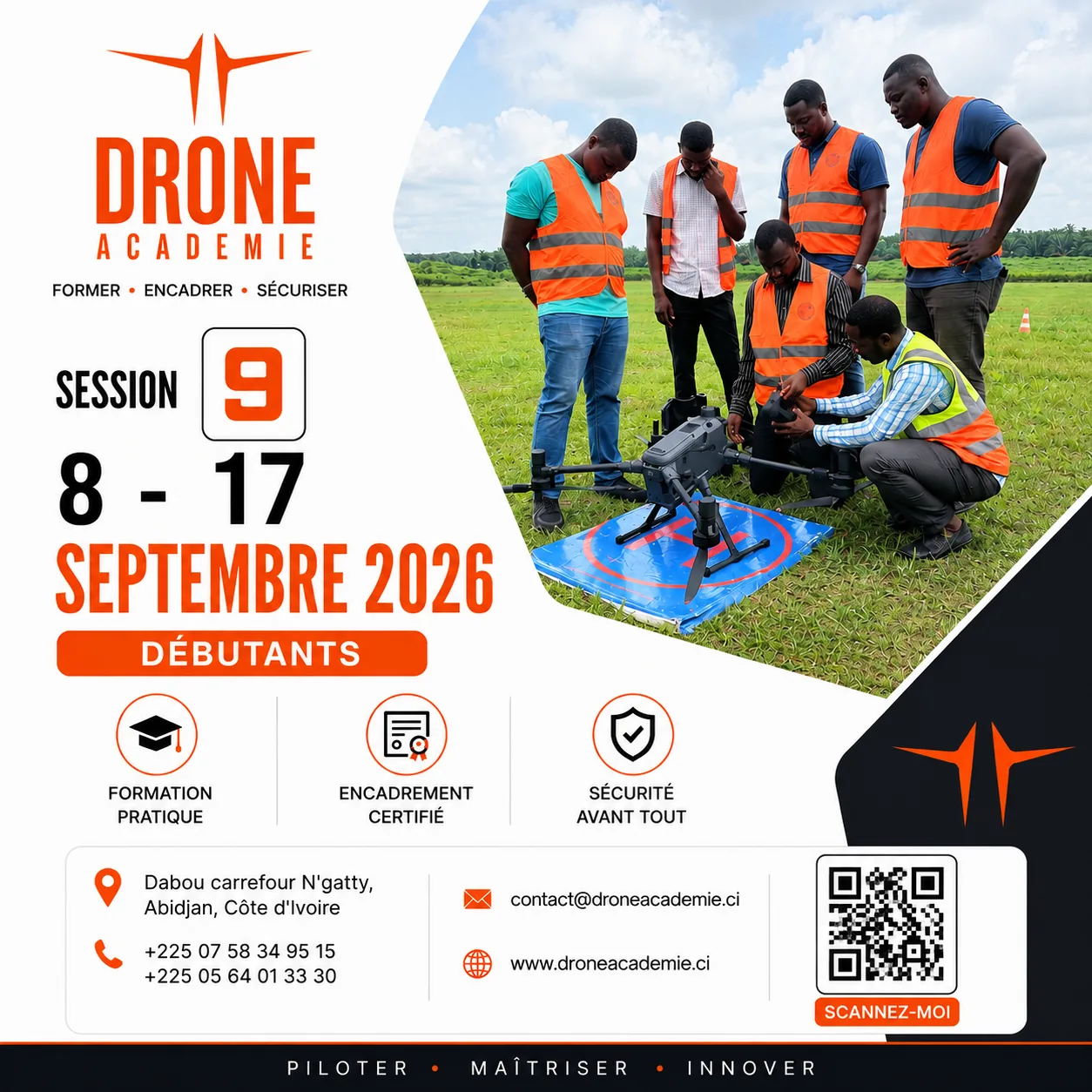 Session 9 — formation télépilote de drone débutants, 8 au 17 septembre 2026